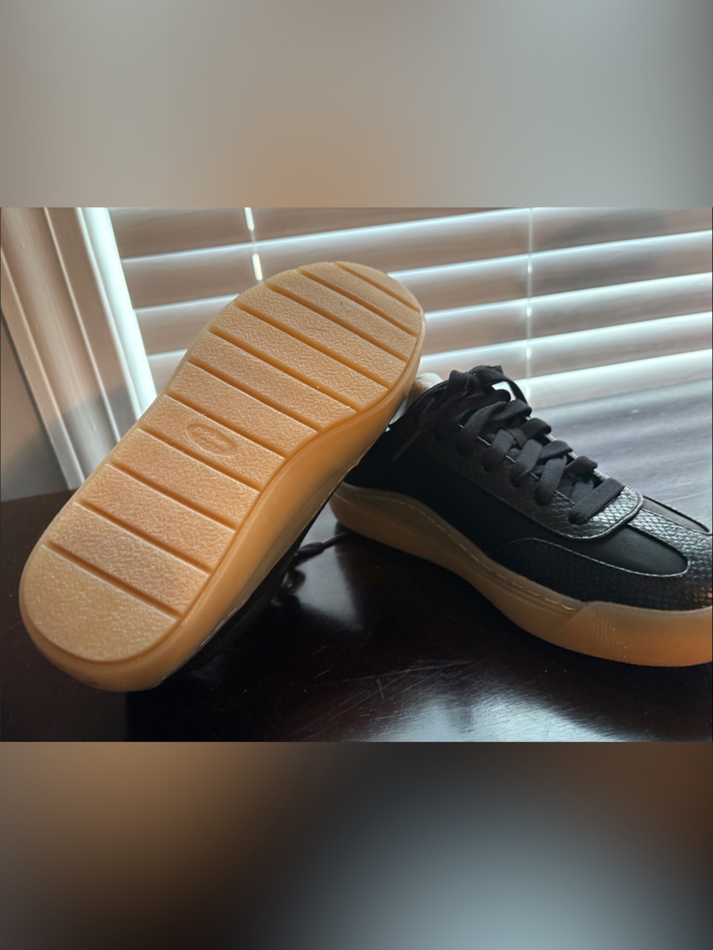 Dr. Scholl's Black and White Platform Sneakers with Gum Sole - Picture 5 of 5